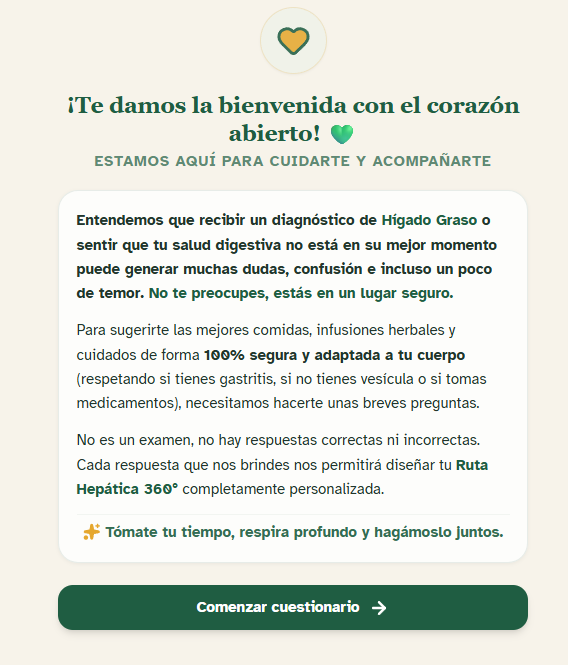 Pantalla de bienvenida de la microapp Ruta Hepática 360° en un teléfono